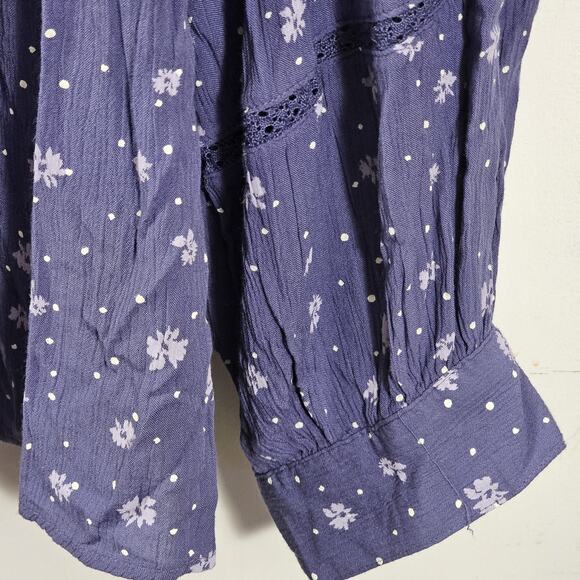 Womens Button Top 2X Purple Boho Peasant Floral Gauzy Career Office Bloomcore - Picture 4 of 7